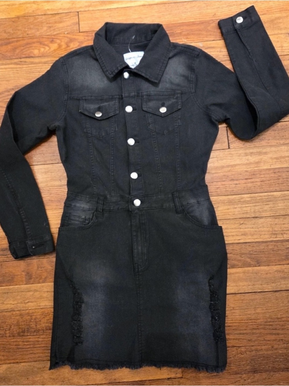 Highway Jeans Black Denim Jacket-Style Dress